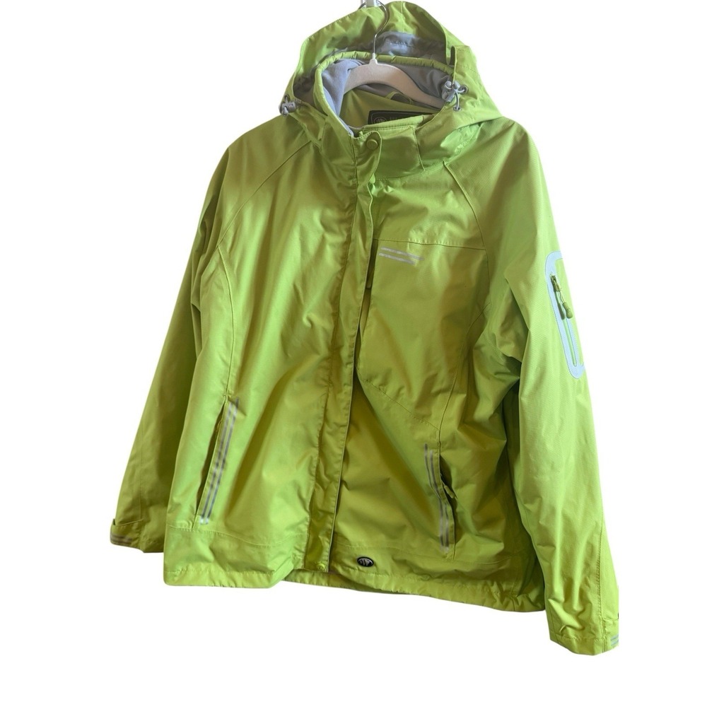 Wetskins X-Treme Bright Lime Woman's 2X Windbreaker Hooded Jacket Zip Pockets